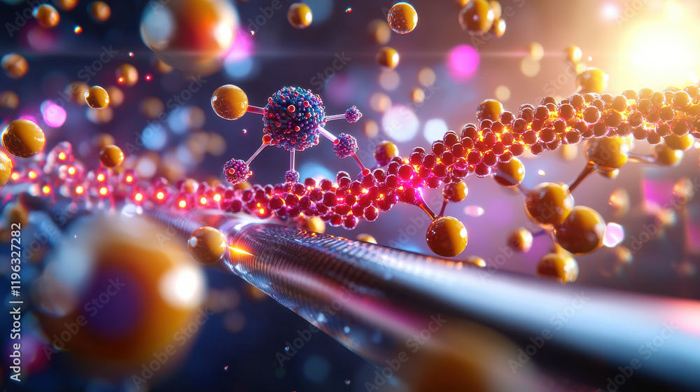 Leinwandbilder detailed depiction of nanotechnology delivering targeted solutions, showcasing vibrant particles and