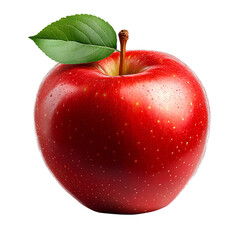 Red apple with a leaf png isolated on transparent background