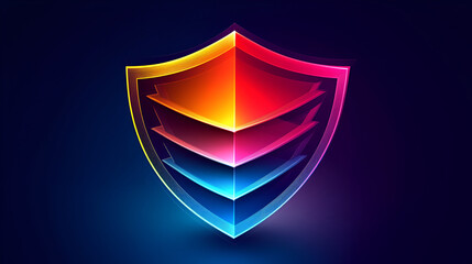 Multi-layered security shield icon with gradient and glowing effects, representing multiple levels of protection in a vector.