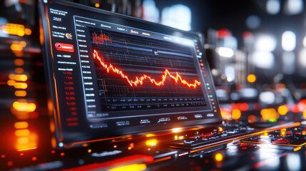 Futuristic analytics room with glowing dashboards displaying data trends and graphs. vibrant colors and advanced technology create engaging atmosphere for data analysis