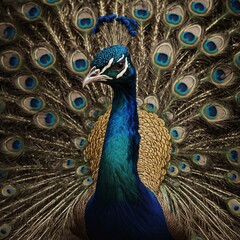 Obraz premium A peacock composed entirely of intricate floral patterns.
