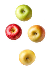 apples in assorted colors png isolated on transparent background