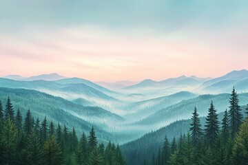 Obraz premium Majestic Carpathian Panorama: Breathtaking Sunrise Views Across Rolling Hills and Peaks sky wild calm