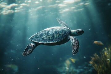 Serene Sea Turtle Underwater Grace