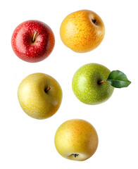 Fresh colorful apples png isolated on transparent background