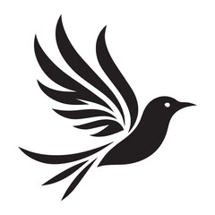 Fototapeta premium Silhouette of a bird in flight, perfect for logo design or branding.