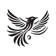 Silhouette of a bird in flight, perfect for logo design or branding.