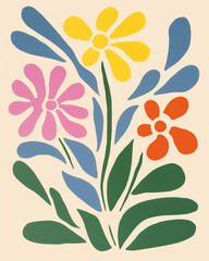 Groovy hippie boho cartoon flower