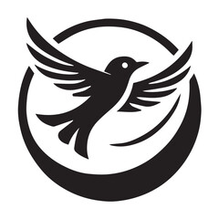 Obraz premium Silhouette of a bird in flight, perfect for logo design or branding.