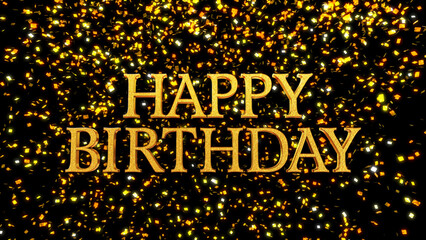 HAPPY BIRTHDAY Serif Gold Confetti 3D Text Logo