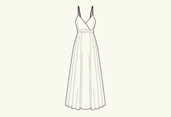 Fashion-Forward Sleeveless Maxi Dress with Strappy Details, Flared A-Line Silhouette, and Elegant V-Neck - A Timeless Addition to Any Wardrobe