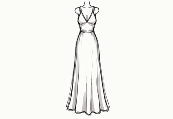 Chic Spaghetti Strap Midi Dress with Flared A-Line Silhouette and V-Neckline - A Must-Have Fashion Staple for Every Woman's Wardrobe 