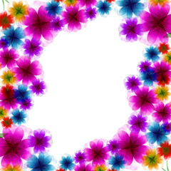 watercolor flower frame on white background