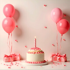 Minimalistic festive background for children's birthday.