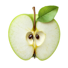 Green apple half png isolated on transparent background
