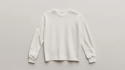 Fototapeta premium 33.A white long sleeve t-shirt mockup shown in a clean, front-and-back view on a neutral background, emphasizing its simplicity and smooth lines. The shirt serves as a blank canvas for creative
