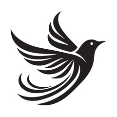 Obraz premium Silhouette of a bird in flight, perfect for logo design or branding.