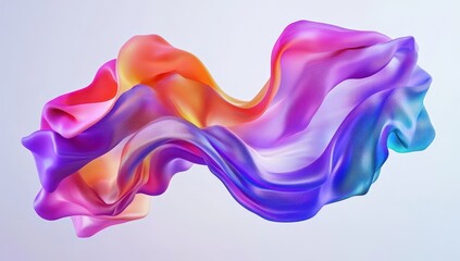 Naklejka premium Colorful fabric swirl, flowing, studio, gradient background, design