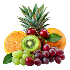 Assortment of fresh fruits png isolated on transparent background