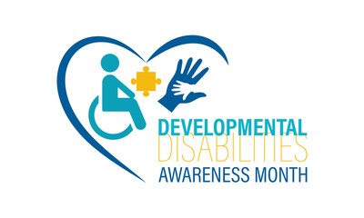 Developmental Disabilities awareness month is observed every year in March. increase awareness about the needs and potential of individuals with developmental disabilities. Banner poster background.