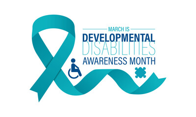 Developmental Disabilities awareness month is observed every year in March. increase awareness about the needs and potential of individuals with developmental disabilities. Banner poster background.