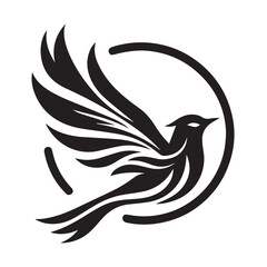 Obraz premium Silhouette of a bird in flight, perfect for logo design or branding.