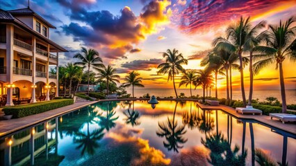 Obraz premium Indulge your senses: Breathtaking bokeh images showcase a luxurious resort hotel escape.