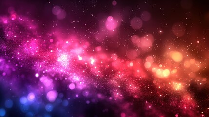 Obraz premium Vibrant Cosmic Nebula with Bokeh Effect - Abstract Background for Creative Design