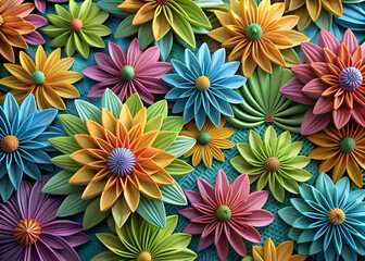 Vibrant 3D Paper Flowers. A Colorful Floral Masterpiece