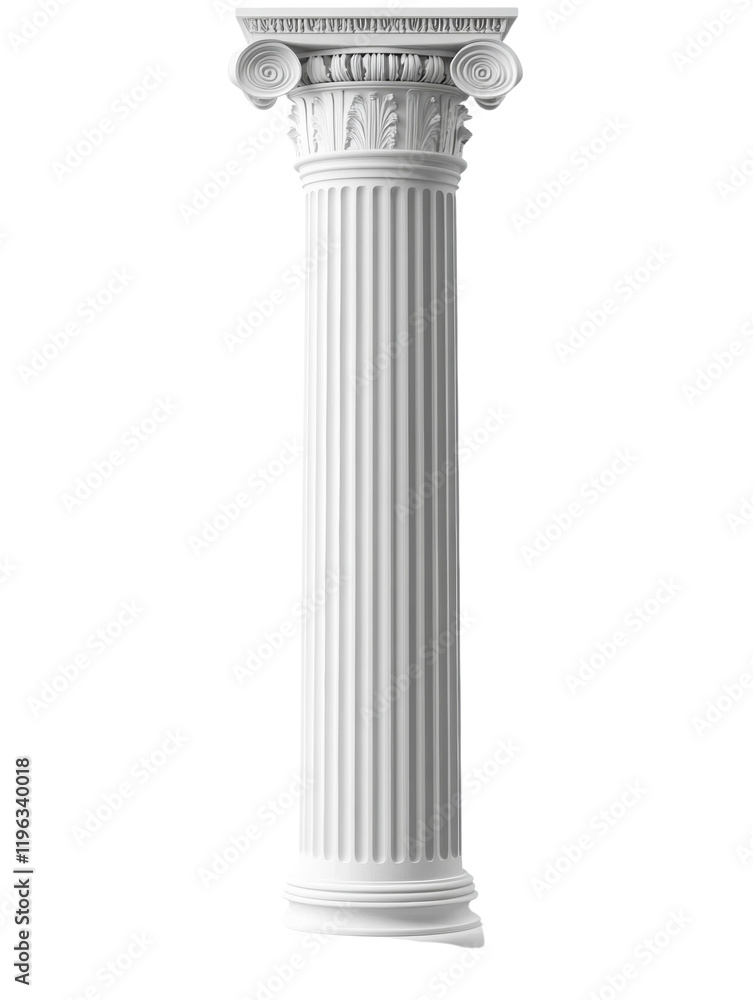 Poster The image shows a detailed rendering of a single white corinthian column against a black background.