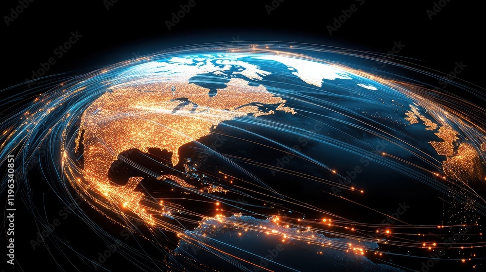 Aufkleber illuminated globe, a symbol of global connection and interconnected communication