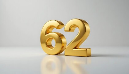 Golden Number Sixty Two 3D Render Elegant Style