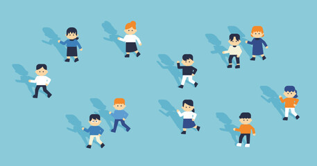 シンプルなキャラクターアイコンセット｜フラットデザインのビジネス・教育用イラスト