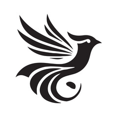 Silhouette of a bird in flight, perfect for logo design or branding.