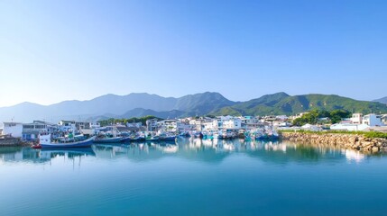 Fishing Boats at a Coastal Town