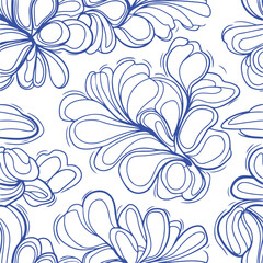 Flower pattern on a light beige background. Damask Pattern.