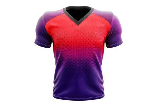 Red and purple gradient football jersey mockup templateisolated on transparent background png