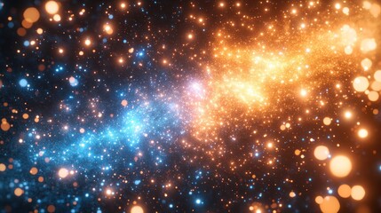 Fototapeta premium Cosmic dust collision, nebula background, digital art, website header