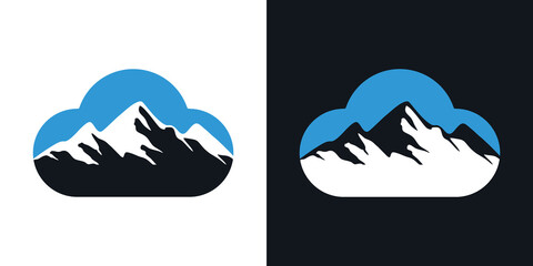 CLOUD MOUNTAIN ICON LOGO DESIGN VECTOR ABSTRACT