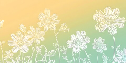 Obraz premium Pastel floral field gradient background design