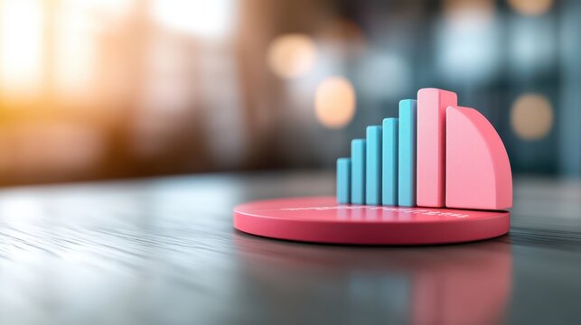 Pink and blue bar chart, visualizing data analysis, business insights, growth trends for effective strategic planning