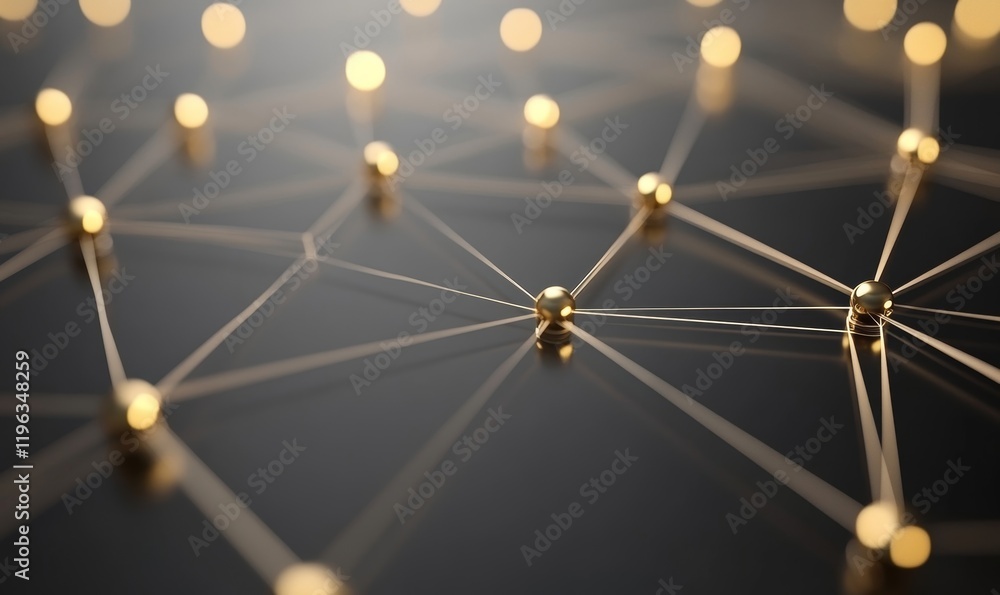 Poster block chain concept - chain of network connections . 3d rendering, generative ai