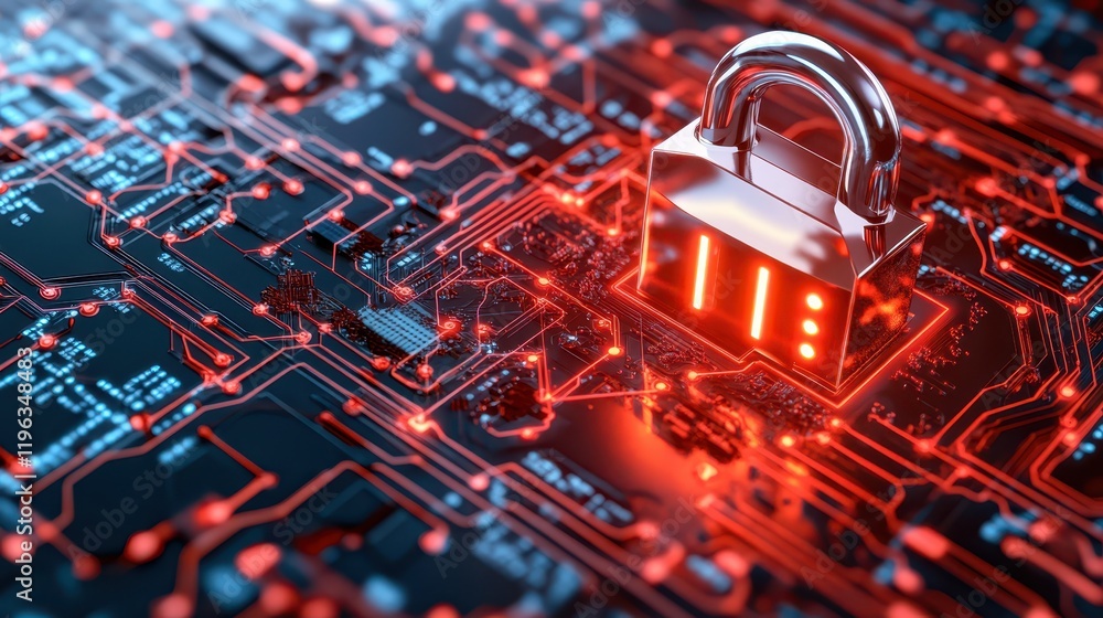 Poster enhanced circuit security, digital padlock protection on integrated circuit with circuit background