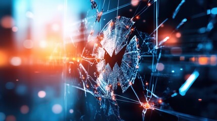Abstract technology background with broken glass, futuristic and modern design