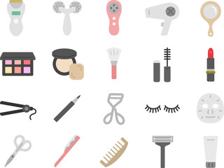 Fototapeta premium いろいろな、美容アイコンのイラストセット