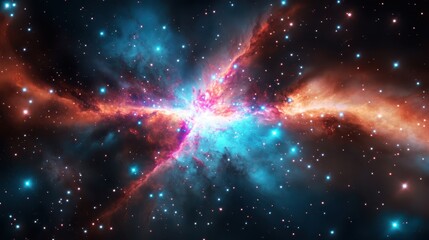 Cosmic nebula, dazzling display of interstellar gas and dust clouds illuminated by central star