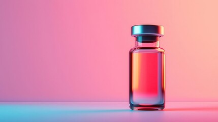 Vaccination vial with glowing secure seal, safety in prevention, 3D illustration