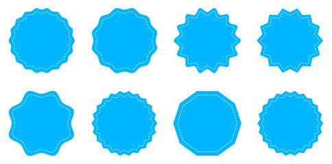 Special offer or price tag vector set in blue color. Collection of empty circular stamp signs. Special offer discount price tag. Starburst sale price stickers and labels. Isolated vector illustration.