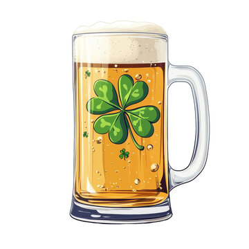 st patrick's day beer mug with shamrock clip art preview
