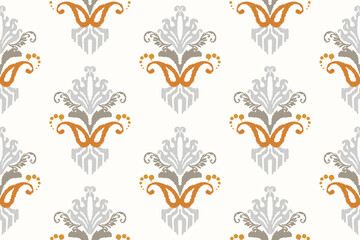 Ikat embroidery on white background. Traditional ethnic ikat, aztec abstract vector pattern, seamless pattern in tribal, folk embroidery and mexican style.